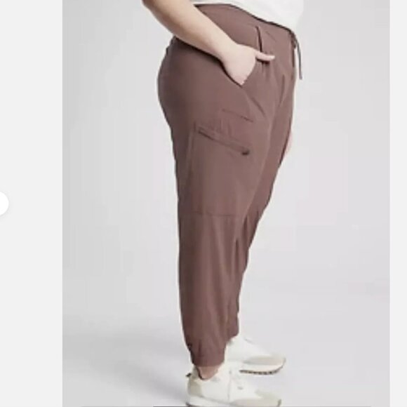 Size 24, 26 (3X) - ATHLETA - Venture Pant Hero Pants Mauve Brown Drawstring NEW - Picture 2 of 3